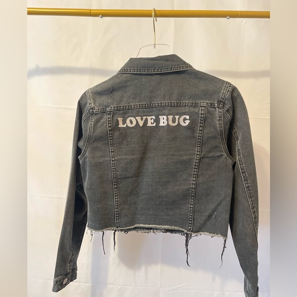 LOVEBUG Crop Distressed Jean Jacket EUC - Picture 2 of 6